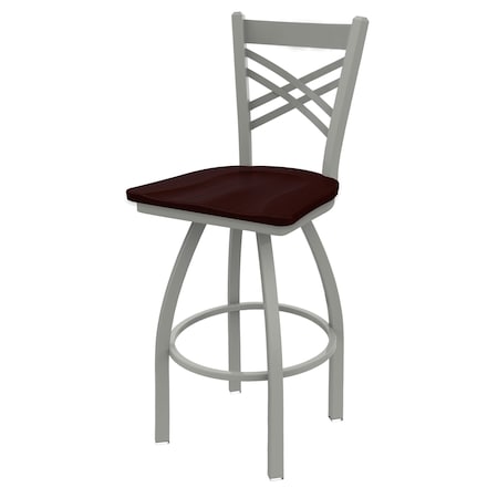Holland Bar Stool Co 30" Swivel Bar Stool, Nickel Finish, Dark Cherry Oak Seat 82030ANDCOak